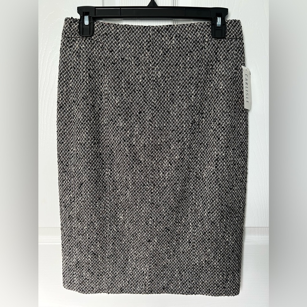 Carlisle Black and White Wool Tweed Pencil Skirt Size 2 NWT